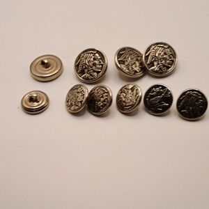 Vintage Chrome and Black Indian Head Button Set